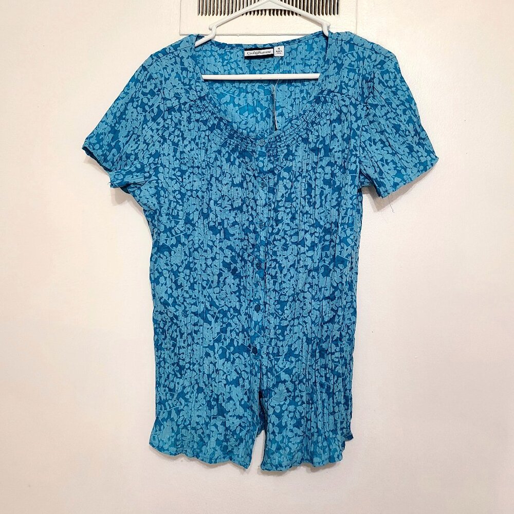 Blue Floral Short‑Sleeve
